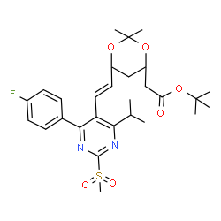 ChemSpider 2D Image | 2-Methyl-2-propanyl (6-{(E)-2-[4-(4-fluorophenyl)-6-isopropyl-2-(methylsulfonyl)-5-pyrimidinyl]vinyl}-2,2-dimethyl-1,3-dioxan-4-yl)acetate | C28H37FN2O6S