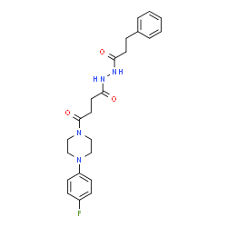 ChemSpider 2D Image | 4-[4-(4-Fluorophenyl)-1-piperazinyl]-4-oxo-N'-(3-phenylpropanoyl)butanehydrazide | C23H27FN4O3