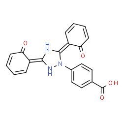 ChemSpider 2D Image | 4-[(3E,5Z)-3,5-Bis(6-oxo-2,4-cyclohexadien-1-ylidene)-1,2,4-triazolidin-1-yl]benzoic acid | C21H15N3O4
