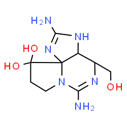 ChemSpider 2D Image | 2,6-Diamino-4-(hydroxymethyl)-3a,4,8,9-tetrahydro-1H,10H-pyrrolo[1,2-c]purine-10,10-diol | C9H16N6O3