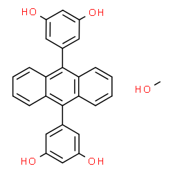 ChemSpider 2D Image | 5,5'-(9,10-Anthracenediyl)di(1,3-benzenediol) - methanol (1:1) | C27H22O5