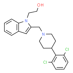 ChemSpider 2D Image | 2-(2-{[4-(2,6-Dichlorophenyl)-1-piperidinyl]methyl}-1H-indol-1-yl)ethanol | C22H24Cl2N2O