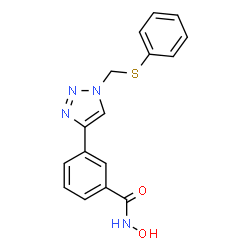 ChemSpider 2D Image | N-hydroxy-3-{1-[(phenylsulfanyl)methyl]-1,2,3-triazol-4-yl}benzamide | C16H14N4O2S