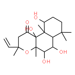 ChemSpider 2D Image | 5,6,10,10b-Tetrahydroxy-3,4a,7,7,10a-pentamethyl-3-vinyldodecahydro-1H-benzo[f]chromen-1-one | C20H32O6