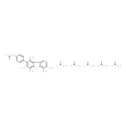 ChemSpider 2D Image | 4-(1,3,4,6,7-Pentahydroxydibenzo[b,d]furan-2-yl)phenyl acetate - acetic acid (1:5) | C30H34O18