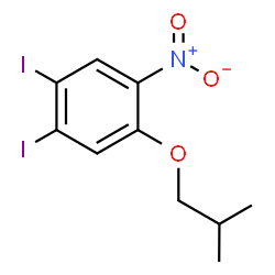ChemSpider 2D Image | 1,2-Diiodo-4-isobutoxy-5-nitrobenzene | C10H11I2NO3
