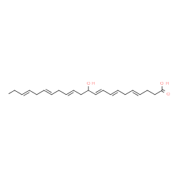 ChemSpider 2D Image | (4E,7E,9E,13E,16E,19E)-11-Hydroxy-4,7,9,13,16,19-docosahexaenoic acid | C22H32O3