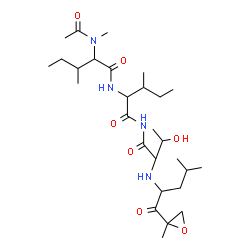 ChemSpider 2D Image | N-Acetyl-N-methylisoleucyl-N-(3-hydroxy-2-{[4-methyl-1-(2-methyl-2-oxiranyl)-1-oxo-2-pentanyl]amino}butanoyl)isoleucinamide | C28H50N4O7