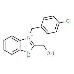 ChemSpider 2D Image | 3-(4-Chlorobenzyl)-2-(hydroxymethyl)-1H-benzimidazol-3-ium | C15H14ClN2O