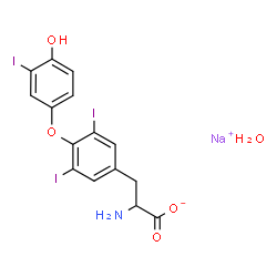 ChemSpider 2D Image | Sodium 2-amino-3-[4-(4-hydroxy-3-iodophenoxy)-3,5-diiodophenyl]propanoate hydrate (1:1:1) | C15H13I3NNaO5