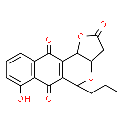 ChemSpider 2D Image | 7-Hydroxy-5-propyl-3,3a,5,11b-tetrahydro-2H-benzo[g]furo[3,2-c]isochromene-2,6,11-trione | C18H16O6