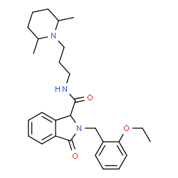 ChemSpider 2D Image | N-[3-(2,6-Dimethyl-1-piperidinyl)propyl]-2-(2-ethoxybenzyl)-3-oxo-1-isoindolinecarboxamide | C28H37N3O3