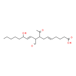 ChemSpider 2D Image | (5E,10E)-8-Acetyl-9-formyl-12-hydroxy-5,10-heptadecadienoic acid | C20H32O5