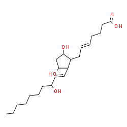 ChemSpider 2D Image | (5E)-7-{3,5-Dihydroxy-2-[(1E)-3-hydroxy-1-decen-1-yl]cyclopentyl}-5-heptenoic acid | C22H38O5
