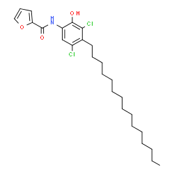 ChemSpider 2D Image | N-(3,5-Dichloro-2-hydroxy-4-pentadecylphenyl)-2-furamide | C26H37Cl2NO3