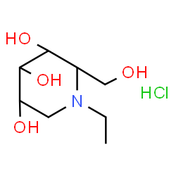 ChemSpider 2D Image | 1-Ethyl-2-(hydroxymethyl)-3,4,5-piperidinetriol hydrochloride (1:1) | C8H18ClNO4