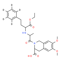 ChemSpider 2D Image | 2-{N-[1-Ethoxy-1-oxo-4-(~2~H_5_)phenyl-2-butanyl]alanyl}-6,7-dimethoxy-1,2,3,4-tetrahydro-3-isoquinolinecarboxylic acid | C27H29D5N2O7