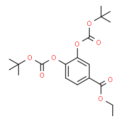ChemSpider 2D Image | Ethyl 3,4-bis({[(2-methyl-2-propanyl)oxy]carbonyl}oxy)benzoate | C19H26O8
