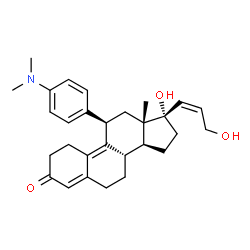 ChemSpider 2D Image | (8S,11R,13S,14S,17S)-11-[4-(Dimethylamino)phenyl]-17-hydroxy-17-[(1Z)-3-hydroxy-1-propen-1-yl]-13-methyl-1,2,6,7,8,11,12,13,14,15,16,17-dodecahydro-3H-cyclopenta[a]phenanthren-3-one (non-preferred nam
e) | C29H37NO3