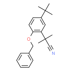 ChemSpider 2D Image | 2-(2-(Benzyloxy)-5-(tert-butyl)phenyl)-2-methylpropanenitrile | C21H25NO