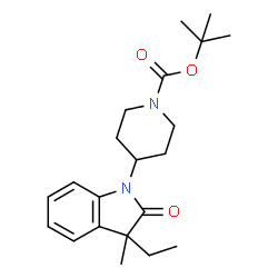 ChemSpider 2D Image | 2-Methyl-2-propanyl 4-(3-ethyl-3-methyl-2-oxo-2,3-dihydro-1H-indol-1-yl)-1-piperidinecarboxylate | C21H30N2O3