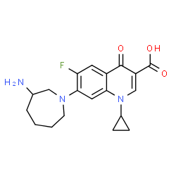 ChemSpider 2D Image | 7-(3-Amino-1-azepanyl)-1-cyclopropyl-6-fluoro-4-oxo-1,4-dihydro-3-quinolinecarboxylic acid | C19H22FN3O3