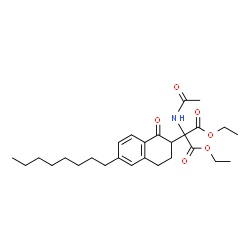 ChemSpider 2D Image | Diethyl acetamido(6-octyl-1-oxo-1,2,3,4-tetrahydro-2-naphthalenyl)malonate | C27H39NO6