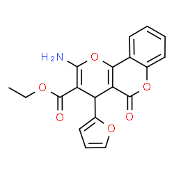 ChemSpider 2D Image | Ethyl 2-amino-4-(2-furyl)-5-oxo-4H,5H-pyrano[3,2-c]chromene-3-carboxylate | C19H15NO6