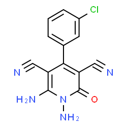 ChemSpider 2D Image | 1,6-Diamino-4-(3-chlorophenyl)-2-oxo-1,2-dihydro-3,5-pyridinedicarbonitrile | C13H8ClN5O