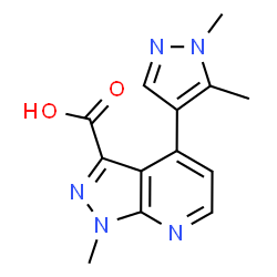 ChemSpider 2D Image | 4-(1,5-Dimethyl-1H-pyrazol-4-yl)-1-methyl-1H-pyrazolo[3,4-b]pyridine-3-carboxylic acid | C13H13N5O2