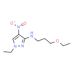 ChemSpider 2D Image | N-(3-Ethoxypropyl)-1-ethyl-4-nitro-1H-pyrazol-3-amine | C10H18N4O3