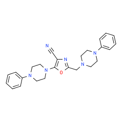 ChemSpider 2D Image | 5-(4-Phenyl-1-piperazinyl)-2-[(4-phenyl-1-piperazinyl)methyl]-1,3-oxazole-4-carbonitrile | C25H28N6O