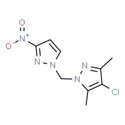 ChemSpider 2D Image | 4-Chloro-3,5-dimethyl-1-[(3-nitro-1H-pyrazol-1-yl)methyl]-1H-pyrazole | C9H10ClN5O2