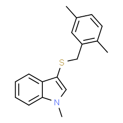 ChemSpider 2D Image | 3-[(2,5-Dimethylbenzyl)sulfanyl]-1-methyl-1H-indole | C18H19NS