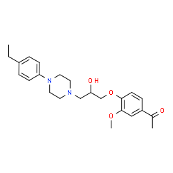 ChemSpider 2D Image | 1-(4-{3-[4-(4-Ethylphenyl)-1-piperazinyl]-2-hydroxypropoxy}-3-methoxyphenyl)ethanone | C24H32N2O4