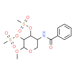 ChemSpider 2D Image | Methyl 4-(benzoylamino)-4-deoxy-2,3-bis-O-(methylsulfonyl)pentopyranoside | C15H21NO9S2