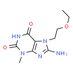 ChemSpider 2D Image | 8-Amino-7-(2-ethoxyethyl)-3-methyl-1H-purine-2,6(3H,7H)-dione | C10H15N5O3