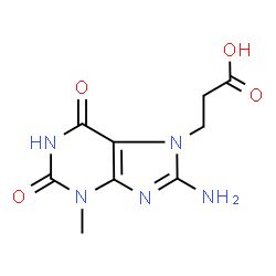 ChemSpider 2D Image | 3-(8-Amino-3-methyl-2,6-dioxo-1,2,3,6-tetrahydro-7H-purin-7-yl)propanoic acid | C9H11N5O4