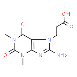 ChemSpider 2D Image | 3-(8-Amino-1,3-dimethyl-2,6-dioxo-1,2,3,6-tetrahydro-7H-purin-7-yl)propanoic acid | C10H13N5O4