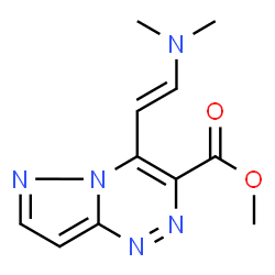 ChemSpider 2D Image | Methyl 4-[(E)-2-(dimethylamino)vinyl]pyrazolo[5,1-c][1,2,4]triazine-3-carboxylate | C11H13N5O2