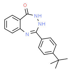 ChemSpider 2D Image | 2-[4-(2-Methyl-2-propanyl)phenyl]-1,4-dihydro-5H-1,3,4-benzotriazepin-5-one | C18H19N3O