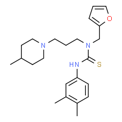 ChemSpider 2D Image | 3-(3,4-Dimethylphenyl)-1-(2-furylmethyl)-1-[3-(4-methyl-1-piperidinyl)propyl]thiourea | C23H33N3OS