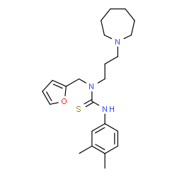 ChemSpider 2D Image | 1-[3-(1-Azepanyl)propyl]-3-(3,4-dimethylphenyl)-1-(2-furylmethyl)thiourea | C23H33N3OS
