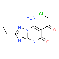 ChemSpider 2D Image | 7-Amino-6-(chloroacetyl)-2-ethyl[1,2,4]triazolo[1,5-a]pyrimidin-5(1H)-one | C9H10ClN5O2
