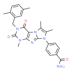 ChemSpider 2D Image | 4-[3-(2,5-Dimethylbenzyl)-1,6,7-trimethyl-2,4-dioxo-1,2,3,4-tetrahydro-8H-imidazo[2,1-f]purin-8-yl]benzamide | C26H26N6O3