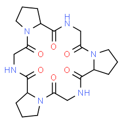 ChemSpider 2D Image | Cyclo(glycylprolylglycylprolylglycylprolyl) | C21H30N6O6