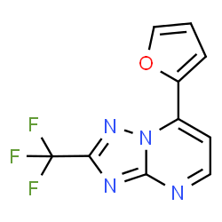 ChemSpider 2D Image | 7-(2-Furyl)-2-(trifluoromethyl)[1,2,4]triazolo[1,5-a]pyrimidine | C10H5F3N4O