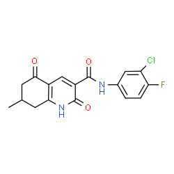 ChemSpider 2D Image | N-(3-Chloro-4-fluorophenyl)-7-methyl-2,5-dioxo-1,2,5,6,7,8-hexahydro-3-quinolinecarboxamide | C17H14ClFN2O3