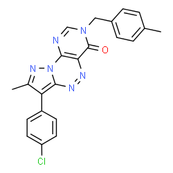 ChemSpider 2D Image | 7-(4-Chlorophenyl)-8-methyl-3-(4-methylbenzyl)pyrazolo[5,1-c]pyrimido[4,5-e][1,2,4]triazin-4(3H)-one | C22H17ClN6O