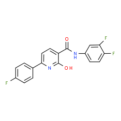 ChemSpider 2D Image | N-(3,4-Difluorophenyl)-6-(4-fluorophenyl)-2-oxo-1,2-dihydro-3-pyridinecarboxamide | C18H11F3N2O2